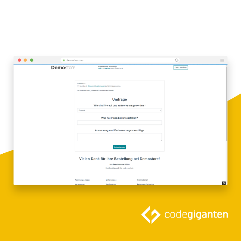 Umfrage nach dem Checkout