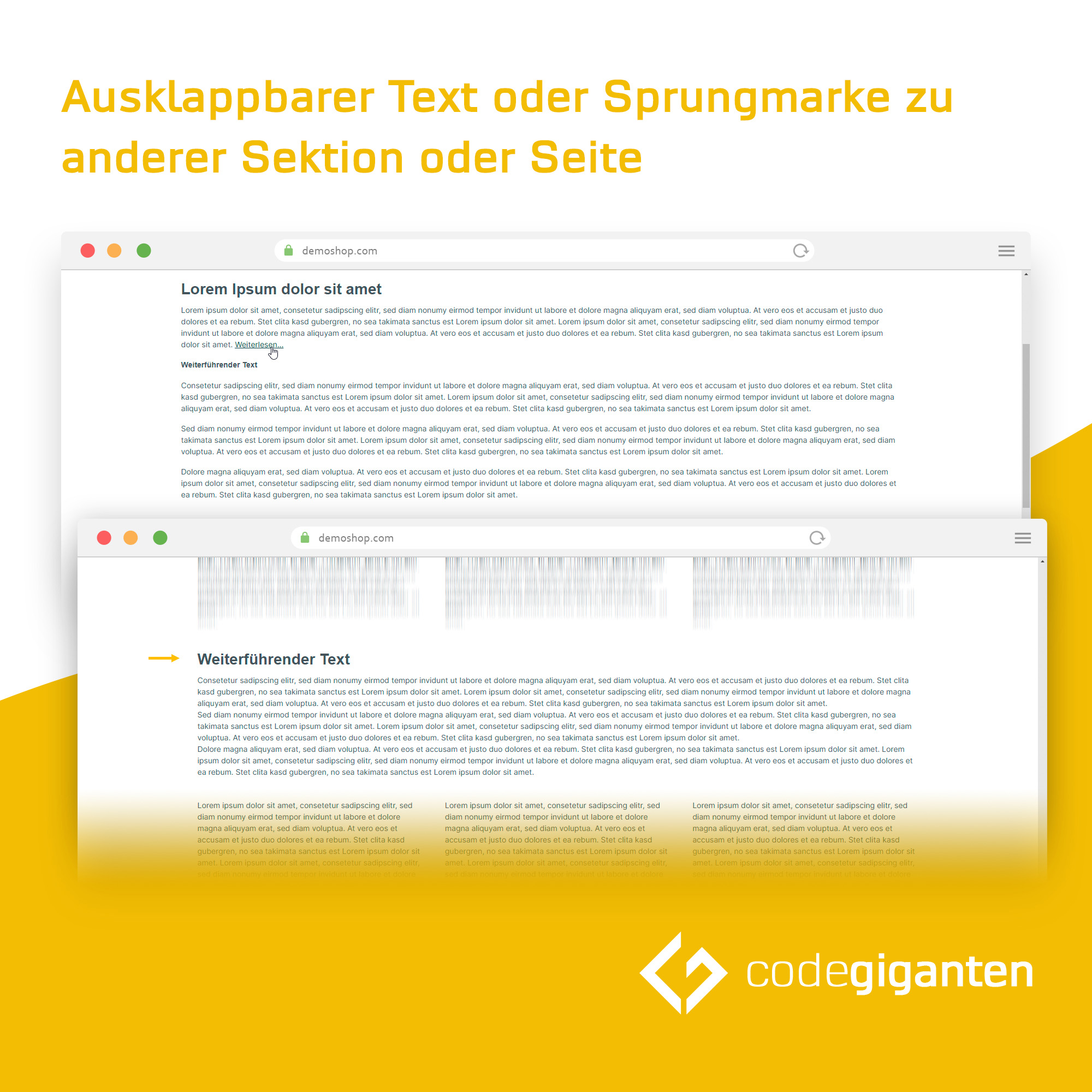 "Mehr erfahren..." für Text-Elemente in Erlebniswelten