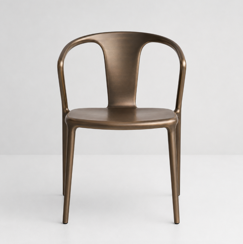Eleganter Metallstuhl in Bronzeoptik