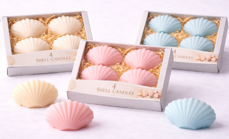 4er Set Muschelkerzen – Dekoration